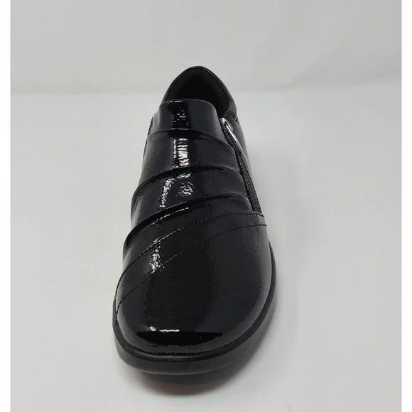 Clarks Collection Women’s Black Patent Leather Comfort Shoes Zip Size 9 Wide NEW - Picture 4 of 14